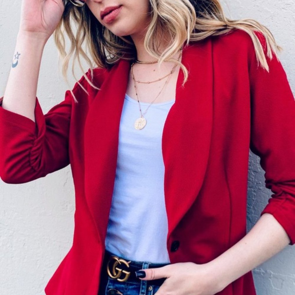 Plus Size Deep Red Blazer